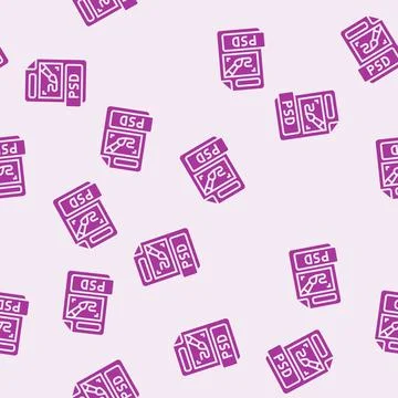 Psd file format document glyph seamless pattern Illustrazione stock