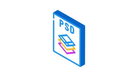 Psd file format document isometric icon animation Stock Footage 327294739