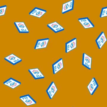 Psd file format document isometric icon seamless pattern Illustrazione stock