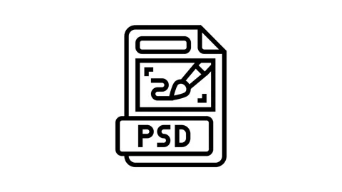 Psd file format document line icon animation Stock Footage 326137047