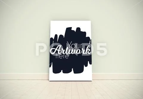 PSD template of blank picture frame in home PSD Template