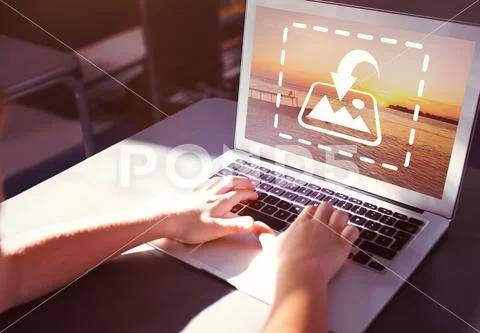 PSD template of boy using laptop at desk PSD Template