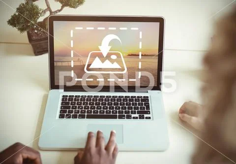 PSD template of business executives using laptop in office PSD Template