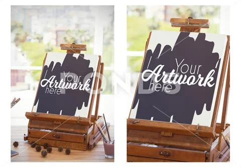 PSD template of canvas in office PSDテンプレート