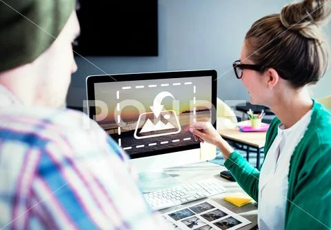 PSD template of employees using desktop PSD Template