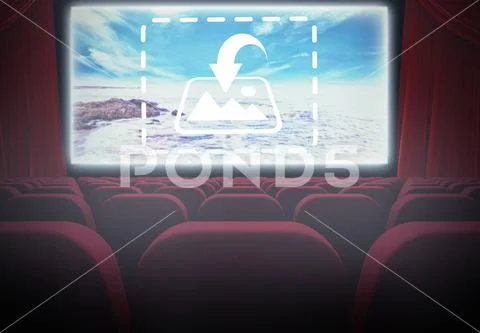 PSD template of empty rows of red seats at the cinema PSD Template