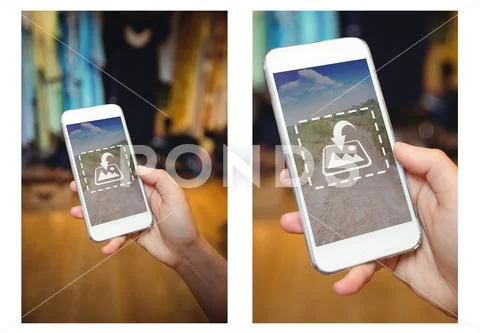 PSD template of hand using mobile phone Modello PSD