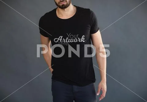 PSD template of man posing against grey background PSD Template