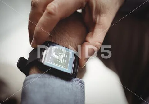 PSD template of man using smart watch PSD Template