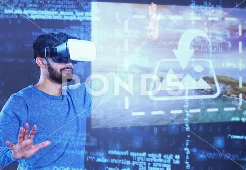 PSD template of man using virtual reality simulator PSD Template