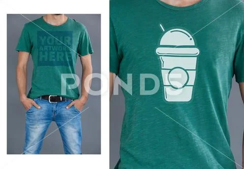 PSD template of man wearing white t-shirt Plantilla PSD