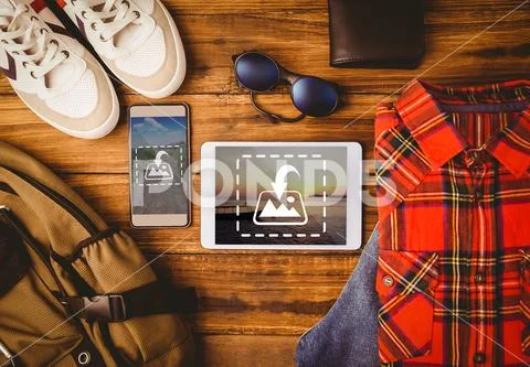 PSD template of mobile phone, digital tablet, cloths, backpack and accessories PSD Template