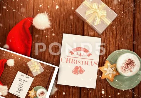PSD template of Santa letter on wooden table PSD 模板