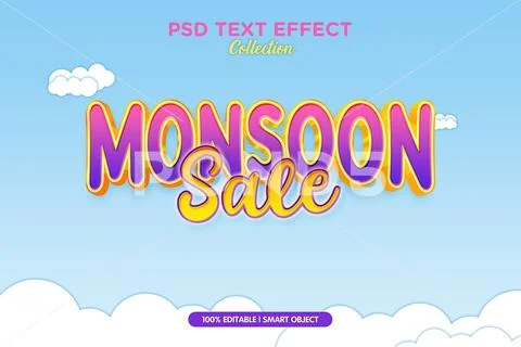 Psd template text effect monsoon sale PSD Template