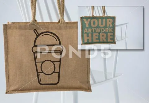 PSD template of tote bag against white background PSD Template