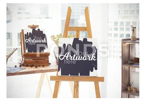 PSD template of two canvas in office PSDテンプレート