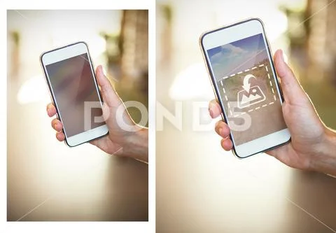 PSD template of woman showing mobile phone PSD Template