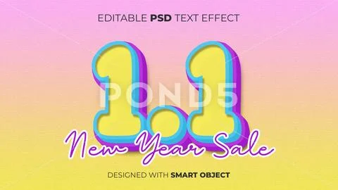 PSD Text Effect of 1.1 Sale for Title, Copy, Poster, Discount, etc. PSD Template