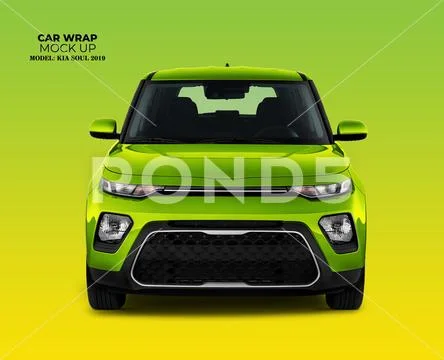 PSD Wrap Mockup - Kia Soul Font View PSD Template