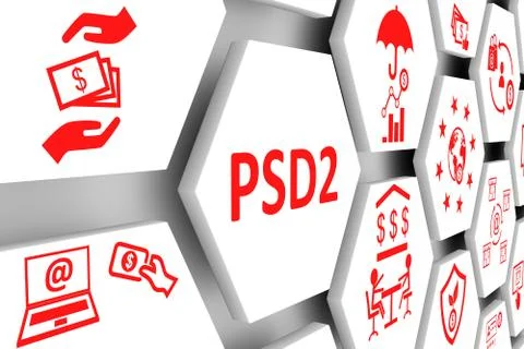 PSD2 concept cell background 3d illustration Stock Illustration