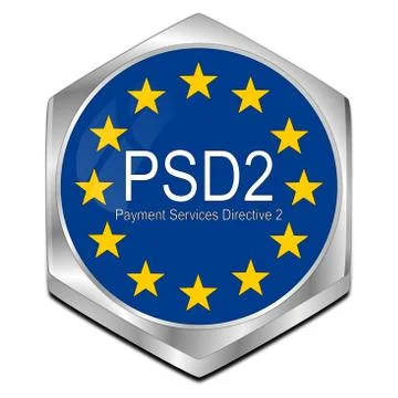 PSD2 Payment Services Directive 2 Button - 3D illustration Stock Illustration