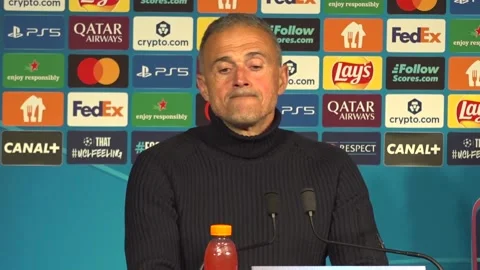 PSG 5-3 Tottenham: Luis Enrique press conference Video stock 321844613