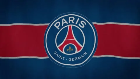 PSG flag waving at mid speed (full screen) close up Stock Footage 137598145