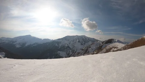 Pshav-Khevsureti Protected Area in winter. Timelapse.  Stock Footage 122367390