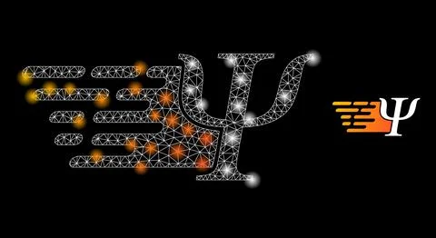 Psi Energy Icon - Wireframe Mesh with Glare Dots Stock Illustration