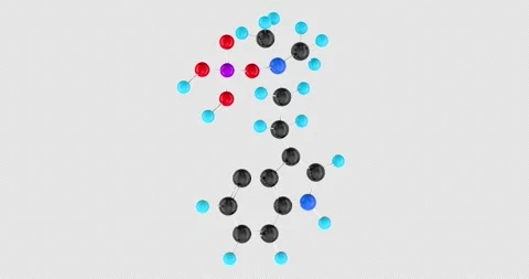 Psilocybin molecule model rotation animation seamlessly loopable. 3D render.. Stock Footage 335662608