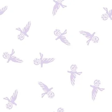 Psittacosis bird glyph seamless pattern Stock Illustration
