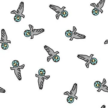Psittacosis bird vector seamless pattern Stock Illustration