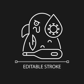 Psittacosis white linear icon for dark theme Stock Illustration