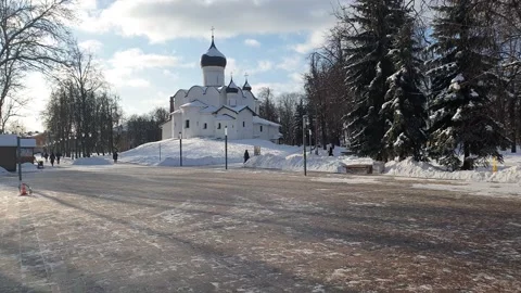 Pskov area. Pskov in winter. Stock Footage 150032294