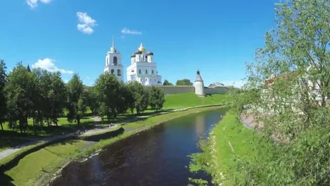 Pskov Kremlin in summer Stock Footage 69086076