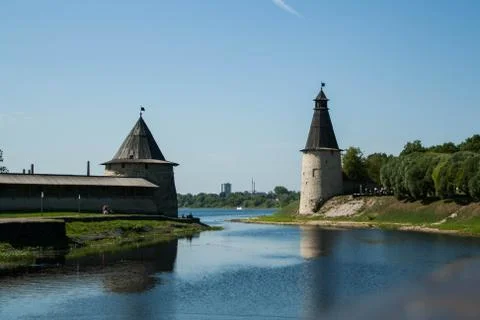 Pskov. Kremlin at sunrise Stock Photos