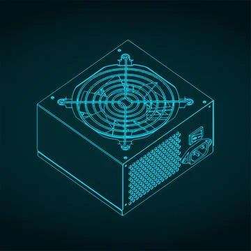 PSU isometric blueprint Illustrazione stock
