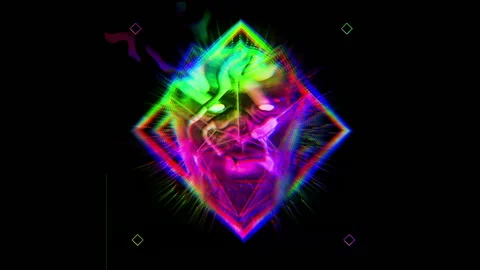 Psy Tribal color monkey ape face head mask Charles Darvin animated art motion Video stock 103356731