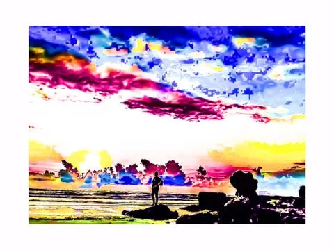 Psycedelic Beach Stock Illustration