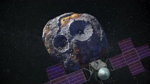 Psyche asteroid in space Stock Footage 144108831