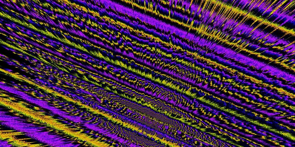 Psychedelic 3d background. Fluorescent. Glitch. Digital noise 3d. Stock-Illustration