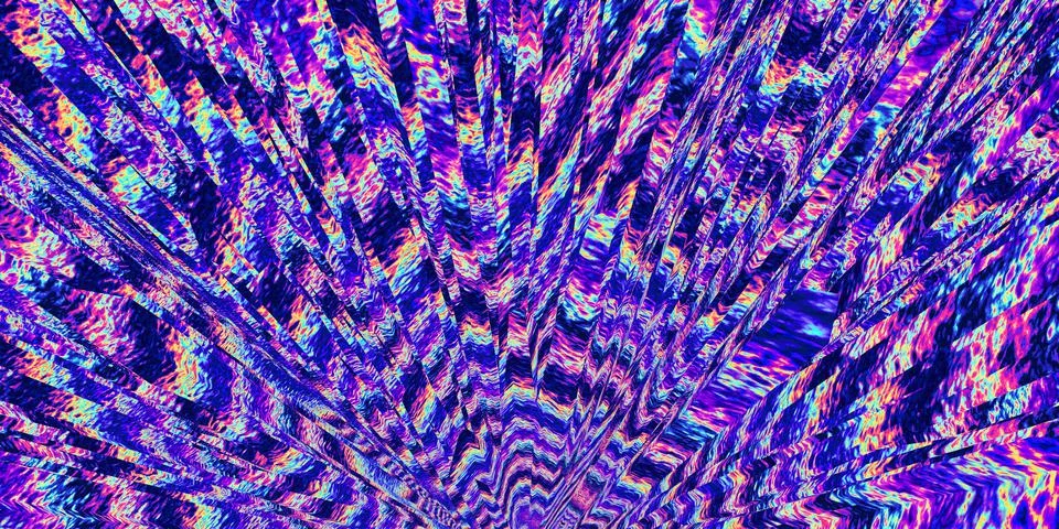 Psychedelic 3d background. Fluorescent. Glitch. Digital noise 3d. Stock-Illustration