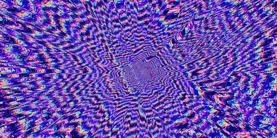 Psychedelic 3d background. Fluorescent. Glitch. Digital noise 3d. Stock-Illustration