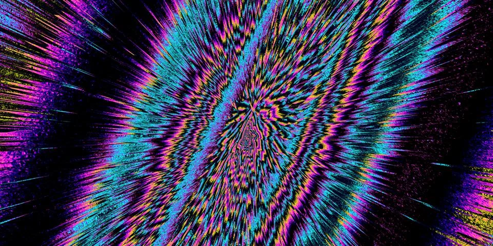 Psychedelic 3d background. Fluorescent. Glitch. Digital noise 3d. Stock-Illustration