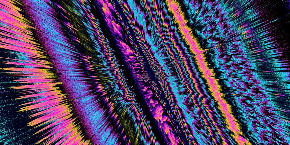 Psychedelic 3d background. Fluorescent. Glitch. Digital noise 3d. Stock-Illustration