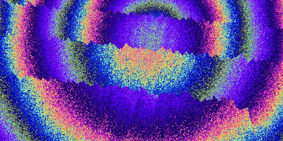 Psychedelic 3d background. Fluorescent. Glitch. Digital noise 3d. Stock-Illustration