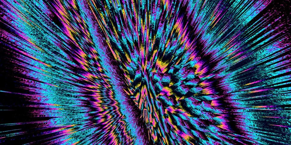 Psychedelic 3d background. Fluorescent. Glitch. Digital noise 3d. Stock Illustration