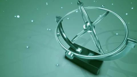 A psychedelic 3d illustration of a metallic pendulum swinging back and forth  Stock Illustration