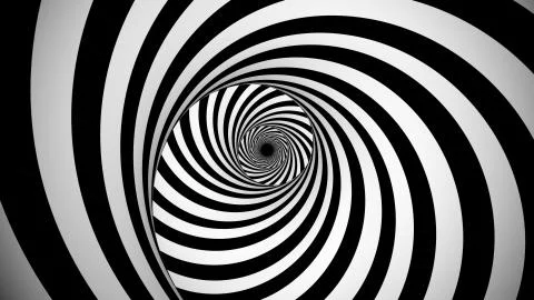 A psychedelic 3d illustration of an optical illusion created by black and whi Stock Illustration