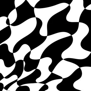 Psychedelic abstract background, abstract curved shapes, black and white Stock Illustration